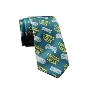 Control Freak Necktie Video Gaming Tie Novelty Ties for Men Gamer Tie Funny Neckties for Guys Funny Ties