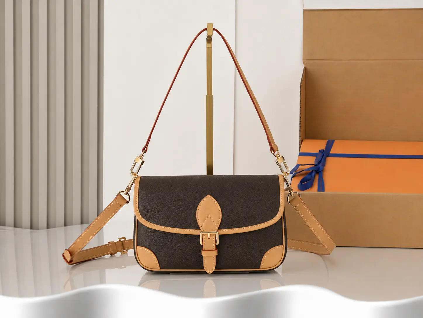 Crossbody Bag for Women, Casual 2-Tone Faux Leather Flap Shoulder Purse with Adjustable Strap, Purse Women's Crossbody & Shoulder Bags