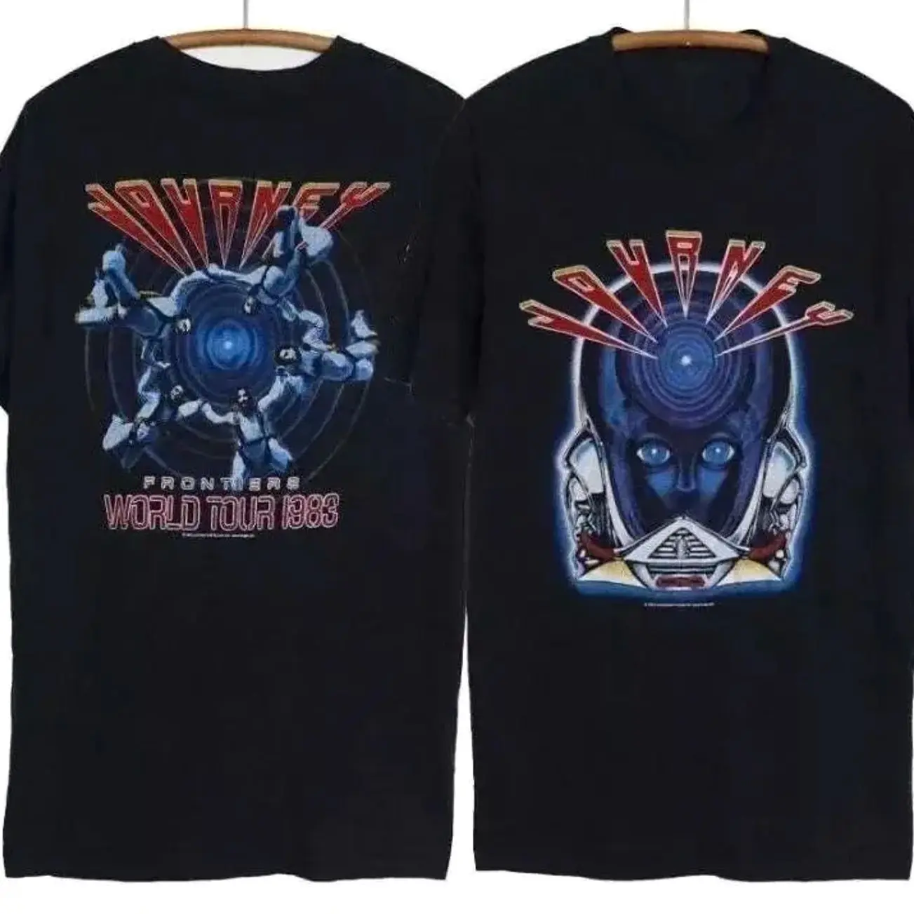 HOT SALE - Vintage 1983 Journey Frontiers World Tour Concert Rock Music T-Shirt 2 Sided, Tour Music, Gift For Fan, Top Menswear Casual N21