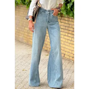 Dusk Blue Acid Wash Extra Wide Leg High Waist Long Jeans
