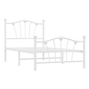 【GARVEE】White Twin Bed Frame with Heart Shaped Headboard and Tailboard, Heavy Metal Slat Support, Noiseless Design, Durable and Stylish for Comfortable Sleeping