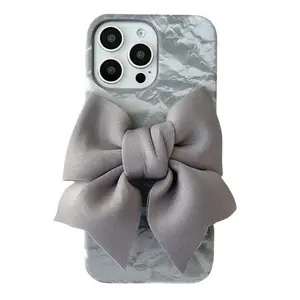 Satin Texture Bowknot Phone Case, Compatible with iPhone 11/12/13/14/15 Pro Max/16/17 Air