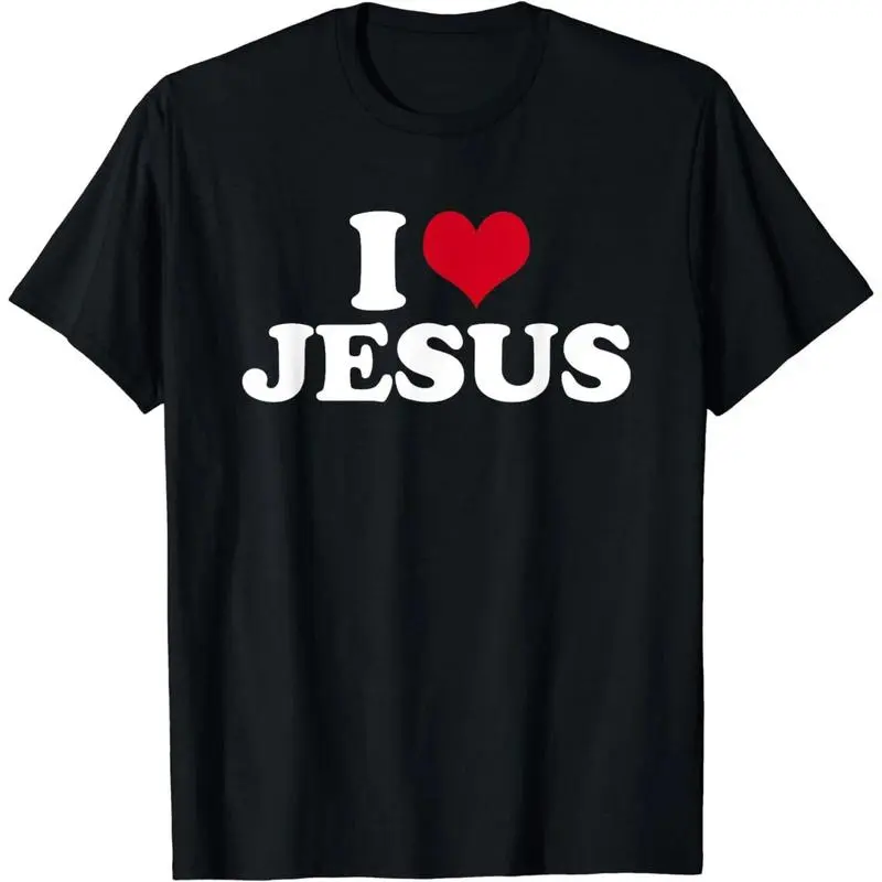 Women's Fitted Round Neck Shortsleeve Casual Christian "I Love Jesus" Graphic T-Shirt - Soft, Comfortable Streetwear & Day Wear Outfits