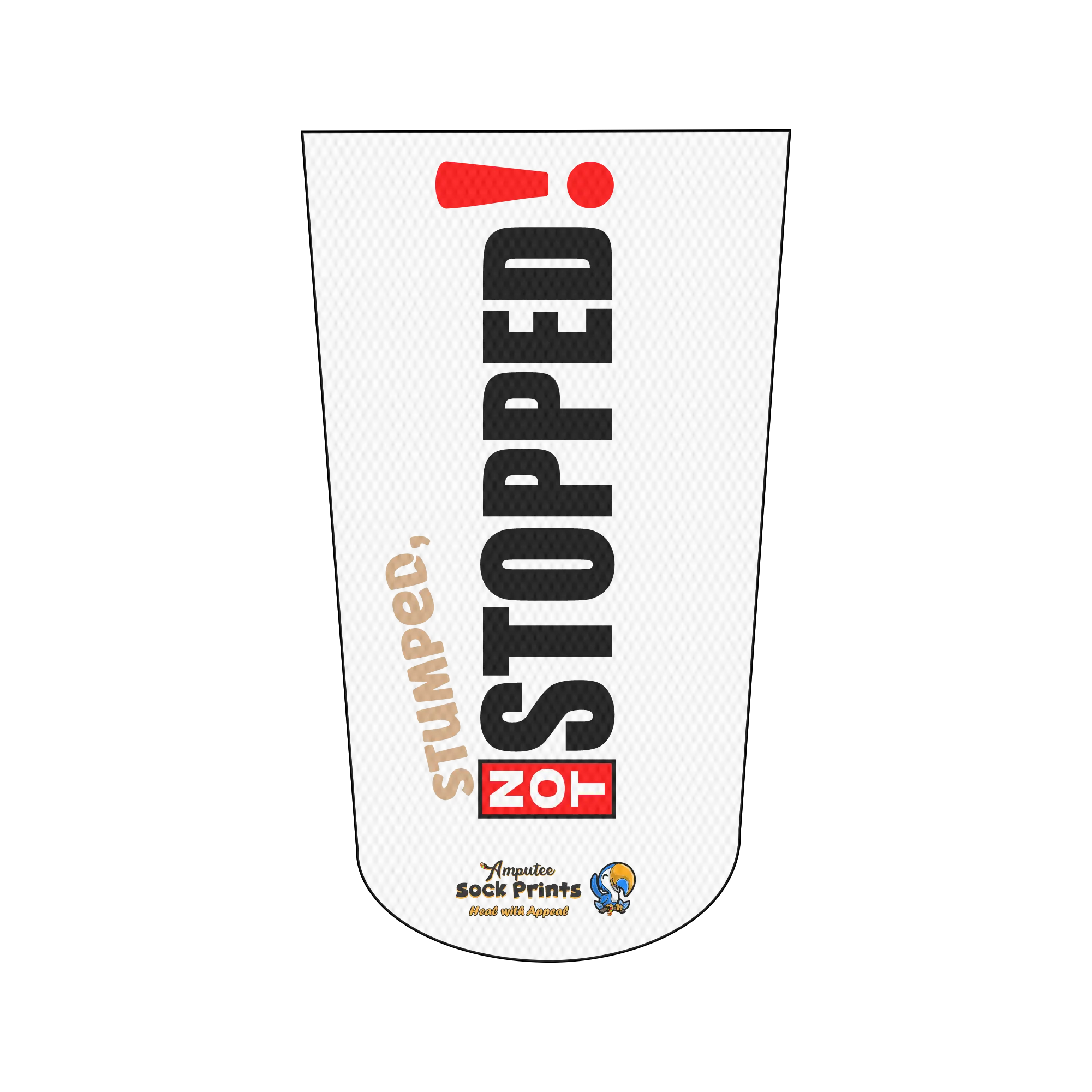 Amputee Sock " Stumped, Not Stopped RL V1", Prosthetic Limb Sock, 3ply Stump Sock