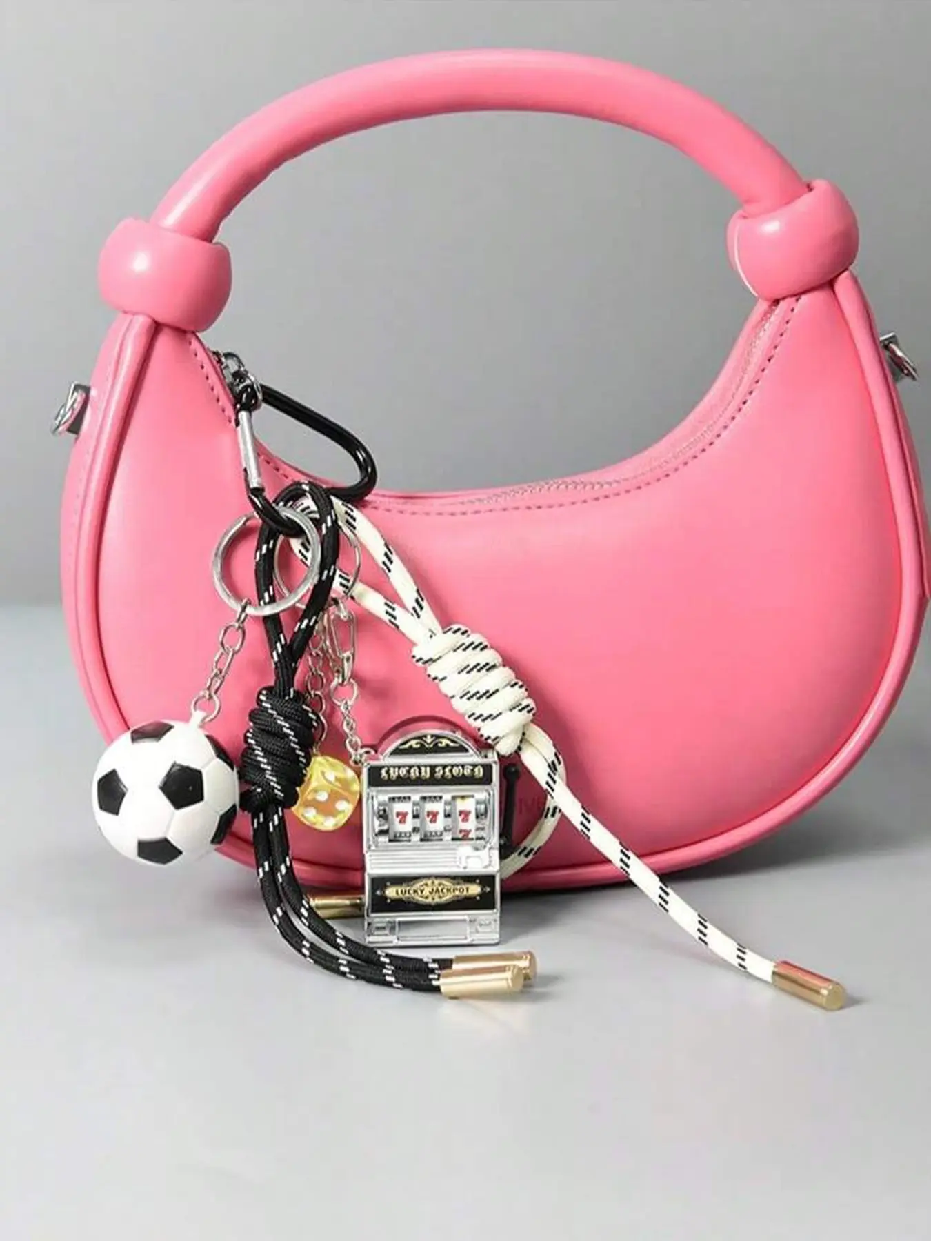 Soccer & Slot Machine Dice Bag Charm Pendants, Braided Rope Bag Chain Charms, Casual Street Style Bag Decoration Keychain, Stylish Bag Pendant for Backpack Purse, Ideal for Sports & Game Lovers