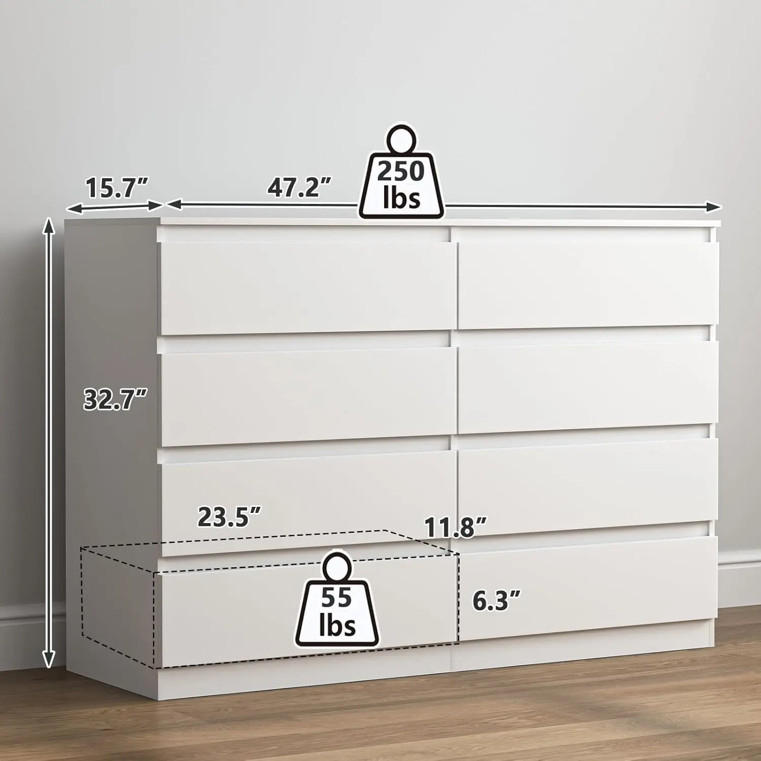 8-Drawers-White
