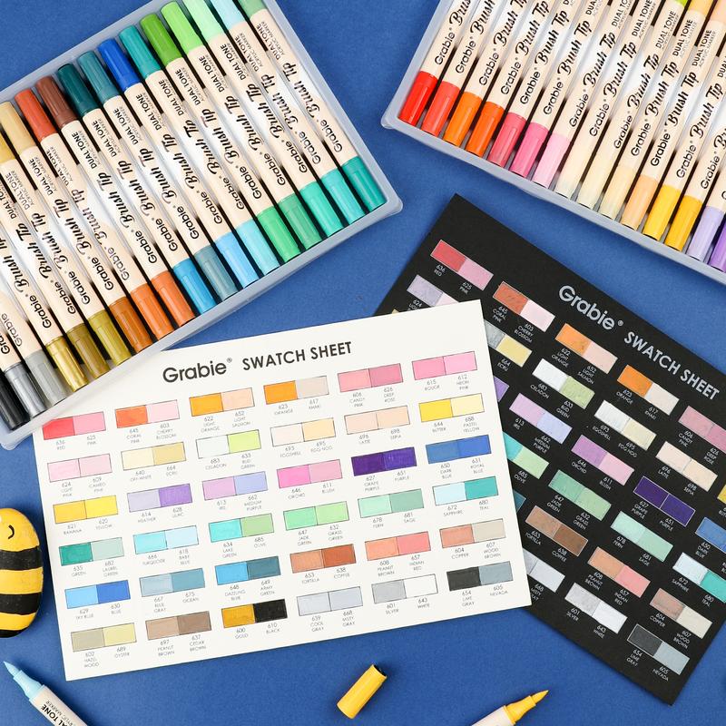 [Flash Sale] Grabie Dual Tip Acrylic Marker Set Of 36, Paint Pens markers artmarkers acrylic paintmarkers brushpen acrylic pens brushmarkers coloring book, artist supplies, artist tools, waterproof ink, creative tools, gift for valentines's day