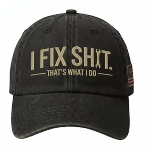 I Fix Sh*t That’s What I Do Vintage Wash Dad Hat, Bold Funny Embroidered Low Profile Baseball Cap, Adjustable Cotton Hat for Mechanics Technicians and DIY Guys, Casual Everyday Workwear Style, Great Gift for Dad Grandpa Men