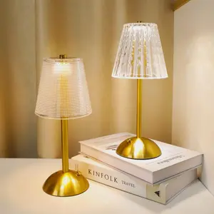 USB Rechargeable Crystal Table Lamp, Modern LED Desk Lamp, 3-color Dimming Decorative Table Lamp for Bedroom Living Room Bathroom Bar, Adjustable Lighting