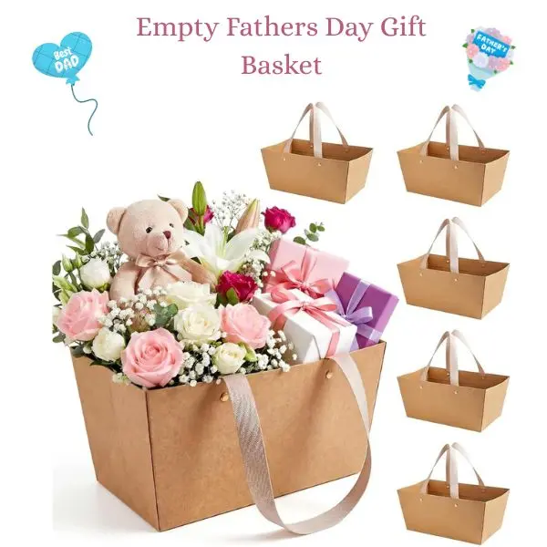 6 Pcs Small Gift Baskets with Handles, Empty Cardboard Gift Basket Set for DIY Gift Filling, Father's Day Gifts, Easter Baskets Bulk, Wedding Party Favors, Anniversary Gift Packaging, Candy Snack Display Boxes