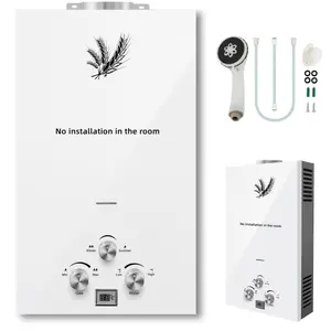 Outdoor Propane Tankless Water Heater, Stainless Steel Instant Gas Water Heater with LED Display & Shower Kit, Adjustable 1.6-4.8 GPM On-Demand Hot Water for Camping, RV, Pet Washing