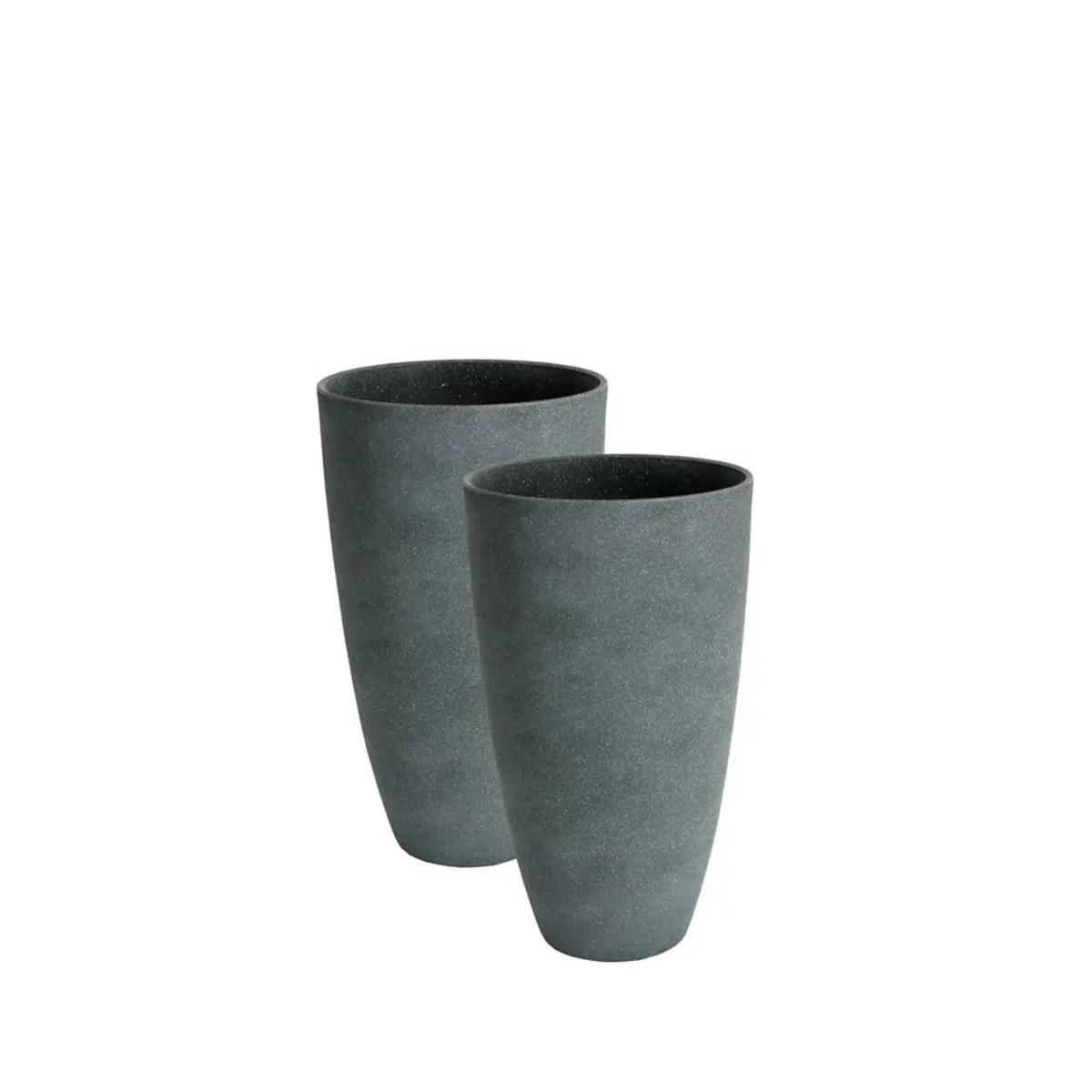 212 MAIN Grey Stucco Curved Vase Planters (Pack of 2, 11.5 in x 20 in) - Innovative Composite Material (Stone & Recycled Resin), Marbled Finish, Weather Resistant Garden Pots for Plant Decor, Stone And Recycled Resin