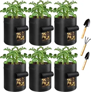 6 Pack Potato Grow Bags 10 Gallon with Flap and Handle