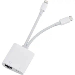 Lightning and USB C to Ethernet Adapter,2 in 1 RJ45 Ethernet LAN Network Adapter with Charge Port Compatible with iPhone/iPad/iPod/Samsung and More,Supports 100Mbps Plug and Play