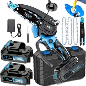 YUNXI Cordless Chainsaw 6 Inch Brushless with 21V Max Batteries Portable Electric for Wood Cutting Pruning Gardening Camping Suitable for Seniors Women