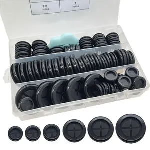 65 count Round Rubber Grommets kit 6 Sizes Double Sided Rubber Grommets for Wiring Automotive Rubber Firewall Hole Plug  Wire Protection with Retractable (1-1/2" /16" 1" 7/8" 13/16" 5/8")