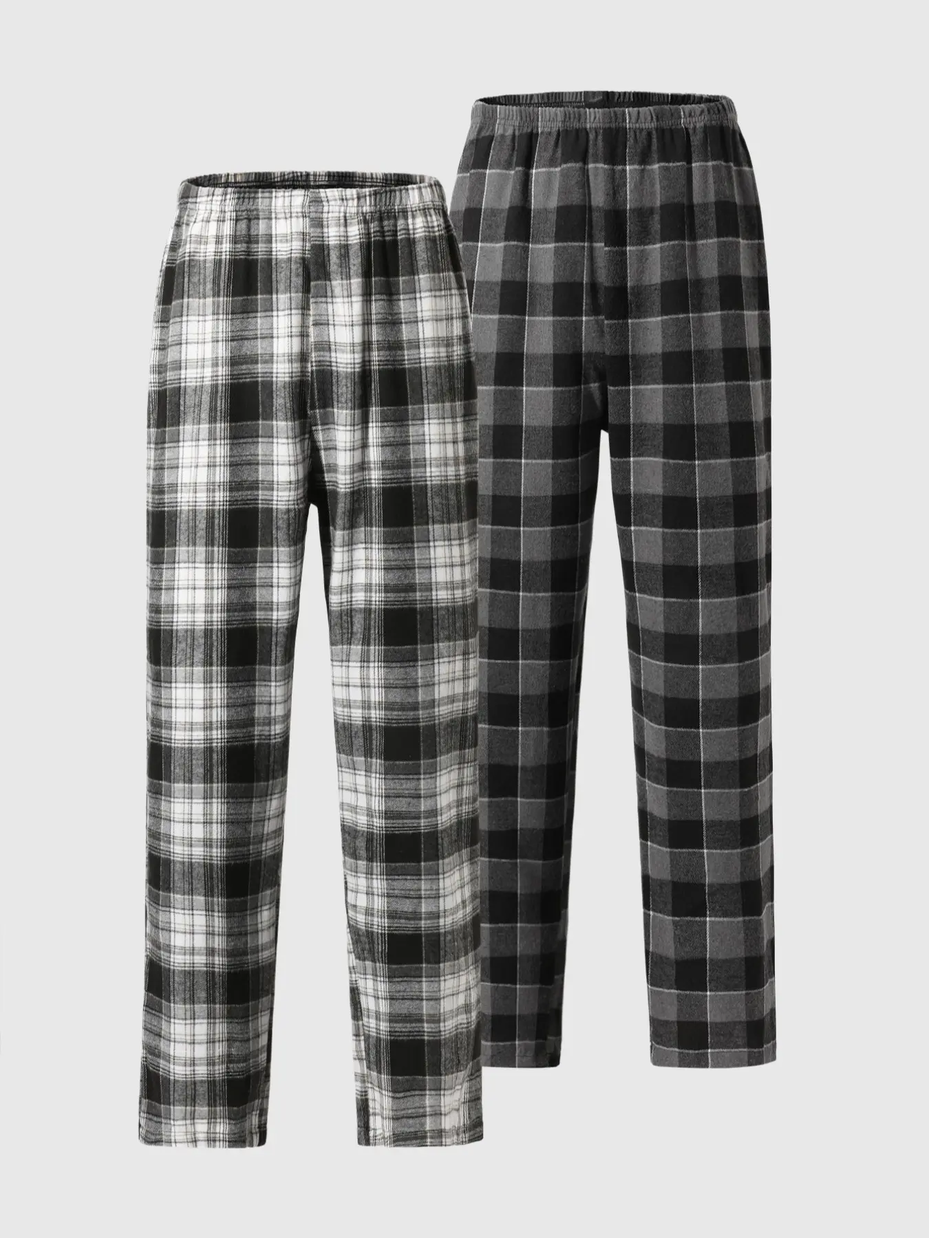 Men's 2pcs Plaid Print Elastic Waist Sleep Pants Pajamas, Casual Comfy Loungewear Pants, Soft Breathable Sleep Bottoms for All Seasons, Homewear