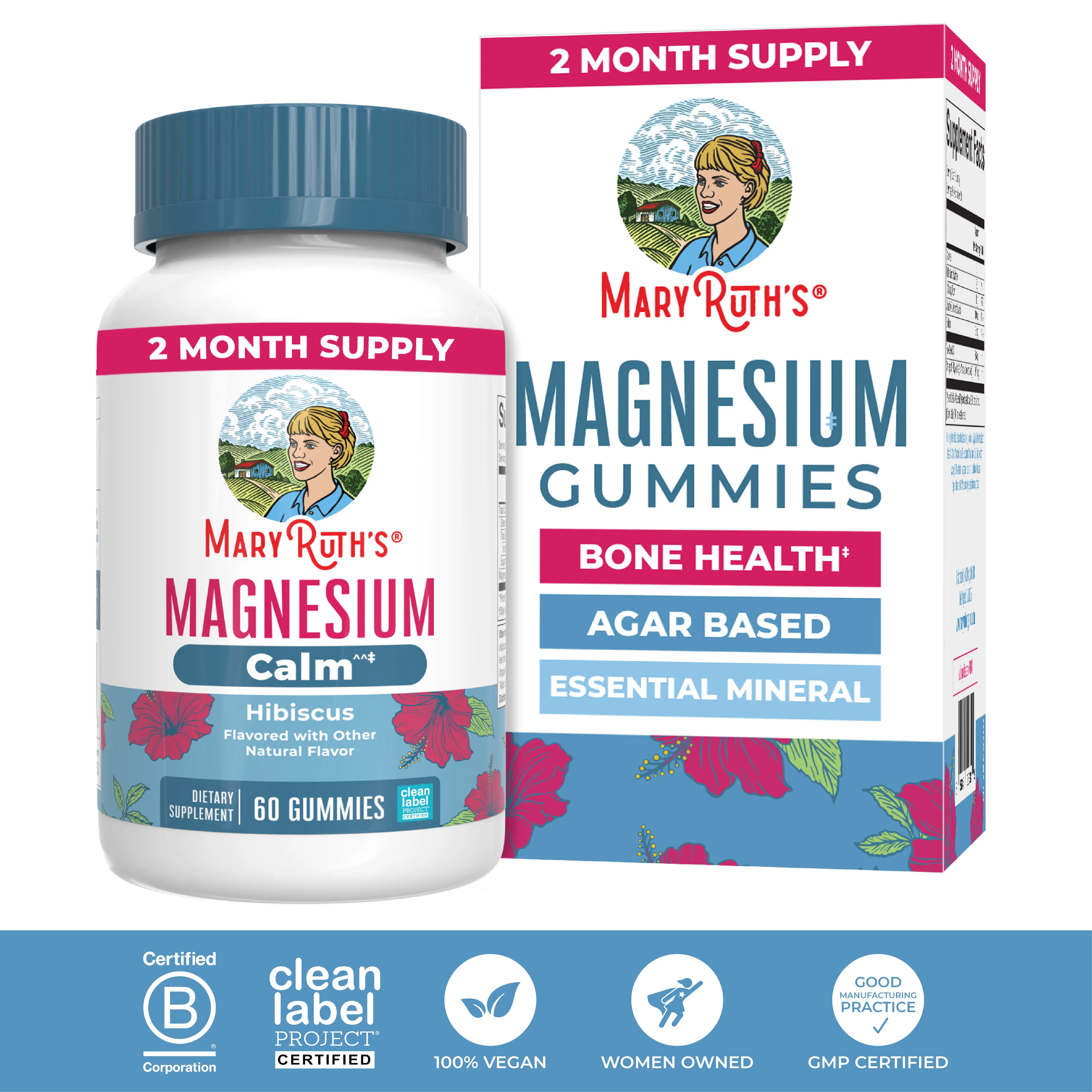 MaryRuth's Magnesium Calm Gummies - 50mg Magnesium Citrate - Sugar Free - Bone Health – Healthy Muscle Relaxation Processes - Calcium Absorption - Vegan - 60 Count