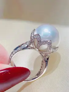 1 PC Elegant Cubic Zirconia & Faux Pearl Ring For Women Elegant Bridal Engagement Ring For Wedding Jewelry Valentine's Day Gift