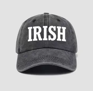 Vintage Washed Black "IRISH" Baseball Cap | Distressed Dad Hat Unisex