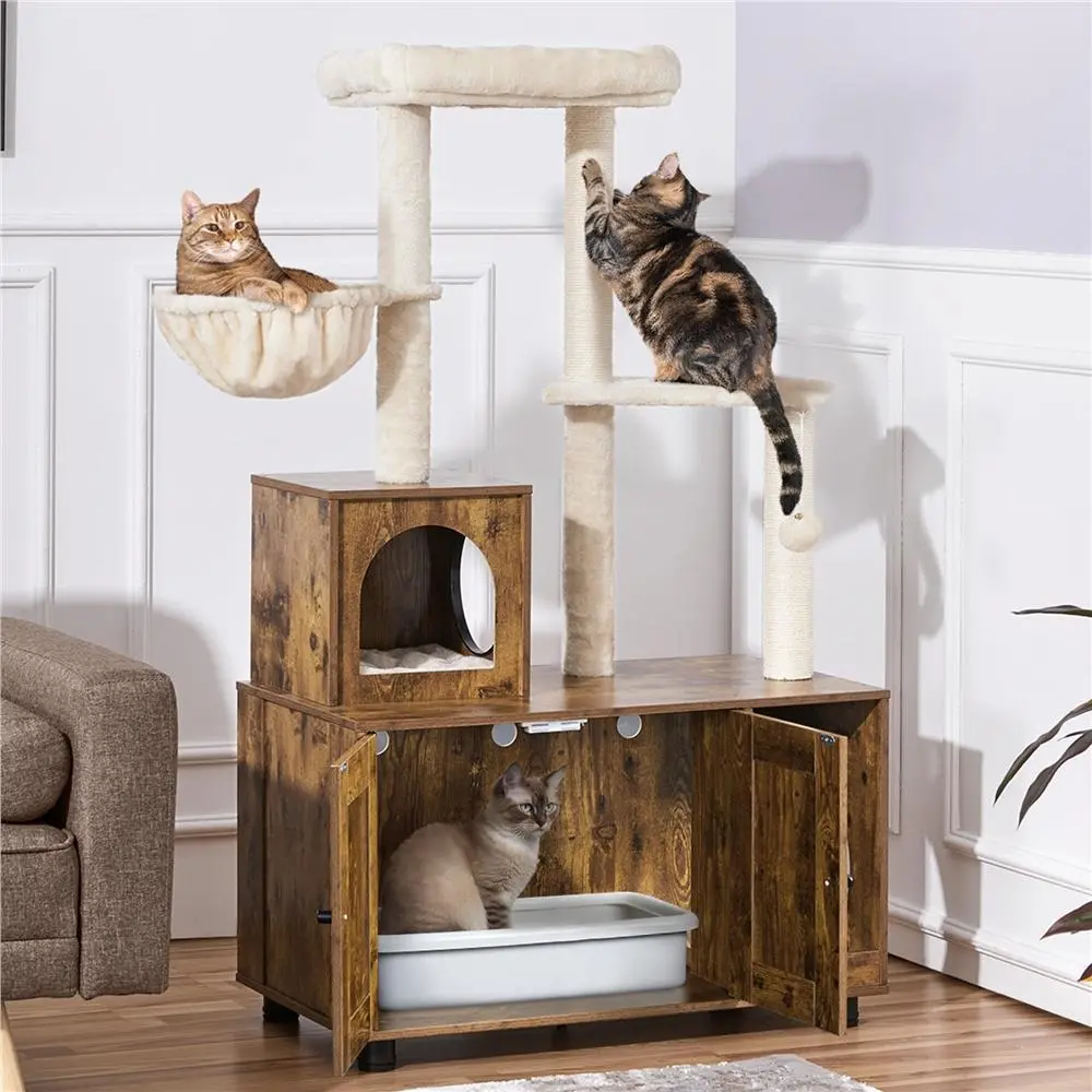Yaheetech Cat Litter Box Enclosure, Hidden Cat Litter Box Furniture,Cat Crate, Decorative Storage Bench Pet Side Table