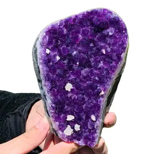 2 53LB Natural Uruguayan Amethyst Quartz Ore Body Crystal Block Raw Large Healing Stone Geode Slice Specimen Home Decor Collectible chakra Mini Brazil Wood Desktop Planter