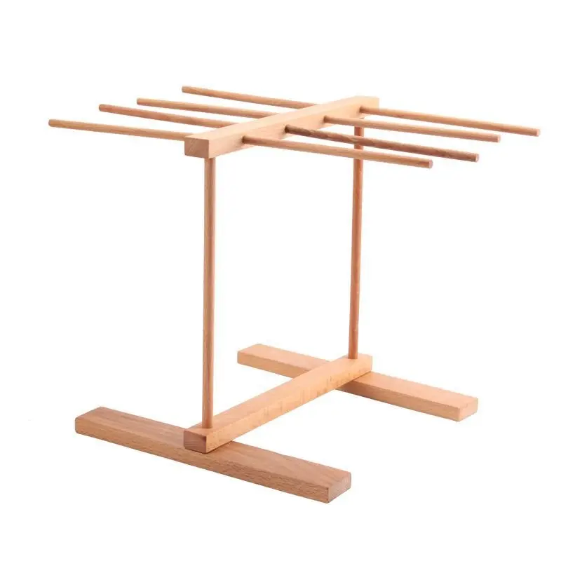 Pasta Drying Rack Bamboo Pasta Dryer Foldable Drying Stand With 16 Hanging Arms For Homemade Pasta, Spaghetti, Noodles Preparation
