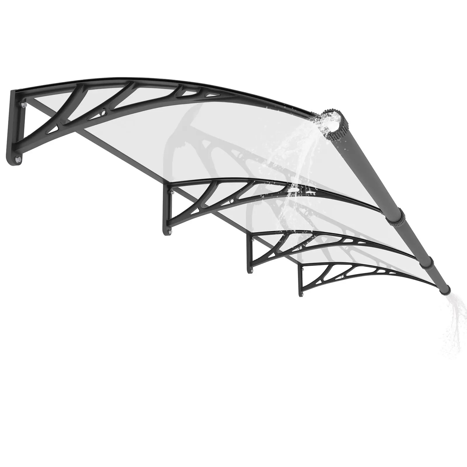 Sturdy Modern Solid Polycarbonate Door Awning with Transparent Top, 40x60in, ABS Brackets, Drainage, Rain Snow UV Protection, for Front Doors, Windows, Balconies, Assembly Required