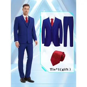 4pcs Men suit Tuxedo Vest Pants Tie Lapel Collar Solid Suit Formal Men Attire for Busniness Party Banquet Job Interview Chic and Elegant Clothing