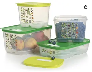 Tupperware Brand FridgeSmart Starter Set - 4 Containers to Store & Extend Shelf Life of Produce + Lids - Dishwasher Safe & BPA Free Kitchen Utensils Preservation Storage