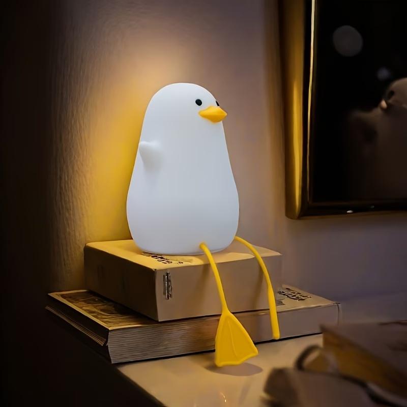 Yellow-billed duck night light, fun little yellow gull flapping lamp, phone stand, rechargeable night light, for bedroom and living room, fun home decoration, suitable for birthday and Easter gifts