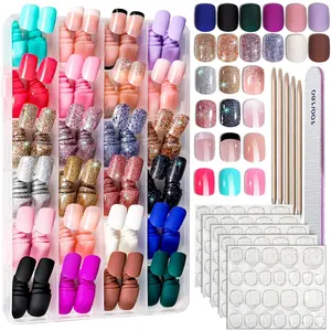 Press on Nails, 24 Colors 576PCS Press on Nails Short Square Matte Glossy. Glitter Nails Short Round. Natural Fit Lightweight Fake Nails Natural for Nail Art