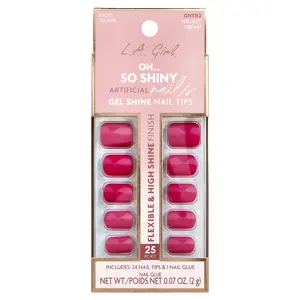 L.A. Girl Oh So Shiny Artificial Nails, Gel Shine Nail Tips, GNT152 Wildest Dream, 25 Piece Kit