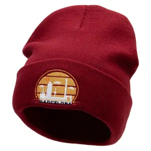 Barcelona Embroidered 12 Inch Long Knitted Beanie