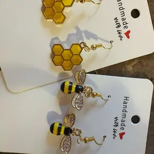 Handmade with Love Honey Collection Super Cute Bee and Comb Earrings for Women. Get one or the set.