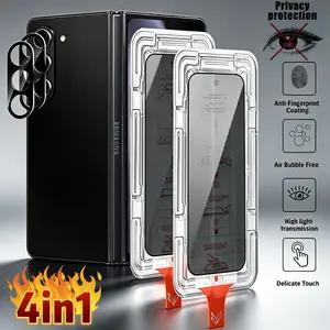 4-In-1 Privacy Screen Protector Set for Samsung Galaxy Z Fold Series, Anti-Spy Tempered Glass, Camera Lens Protection, Easy Install