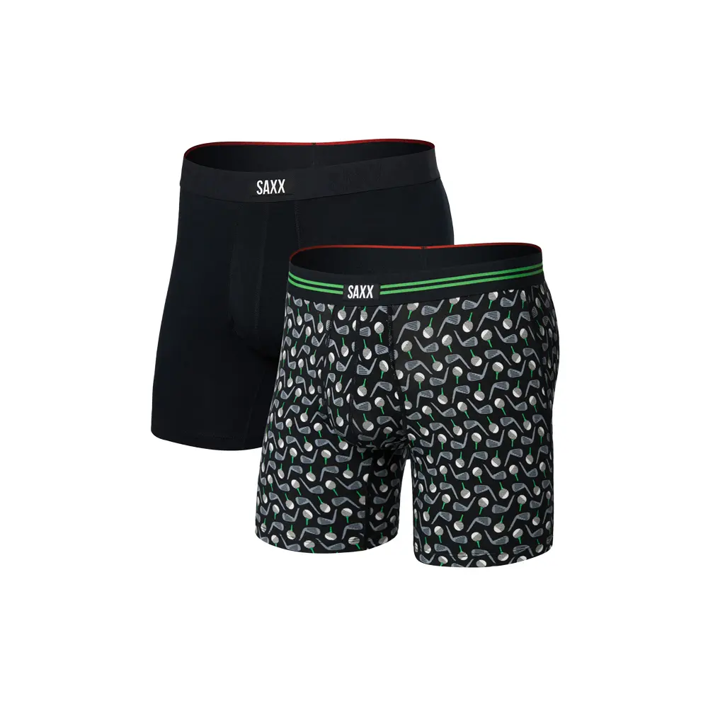 SAXX Mens 2-Pack Vibe Extra Soft Comfort 6 Inch Boxer Briefs Casual Casual - Black