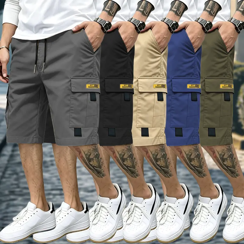 Street Style Three-Piece Set!Men's Multi-Pocket Cargo Shorts Comfortable & Stylish - Perfect for Everyday Casual & Sports Wear Beige