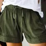 Women's High-Waisted Wide-Leg Athleisure Street Shorts, Loose-Fit Baggy Casual Style with Drawstring Elastic Waist, Summer Shorts, Fashion Casual Shorts