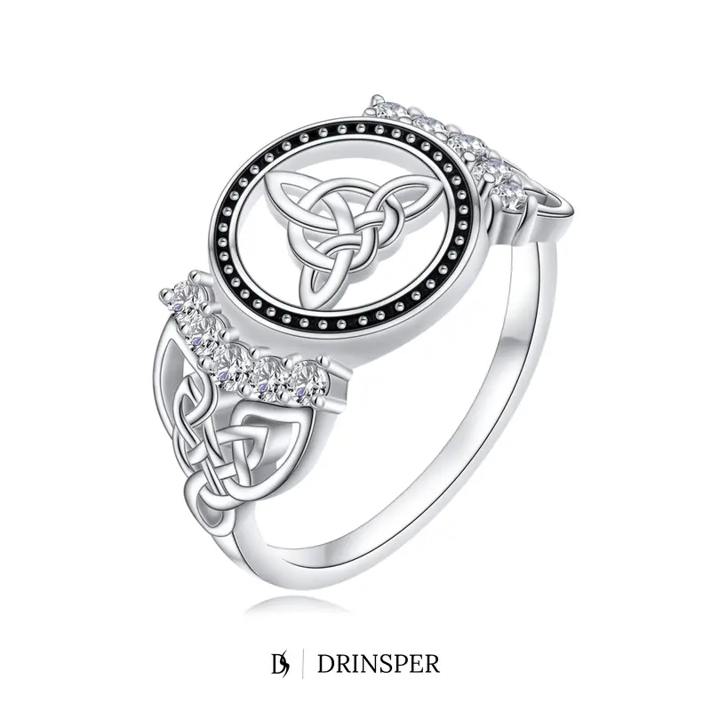 DRINSPER Women's Witch's Knot Ring - Crafted with High-Quality Cubic Zirconia, Hecate Goddess, Celtic Knot, Tetragrammaton Designs, Vintage Witchy Jewelry, Ideal Gift for Female Gothic Daily Wear