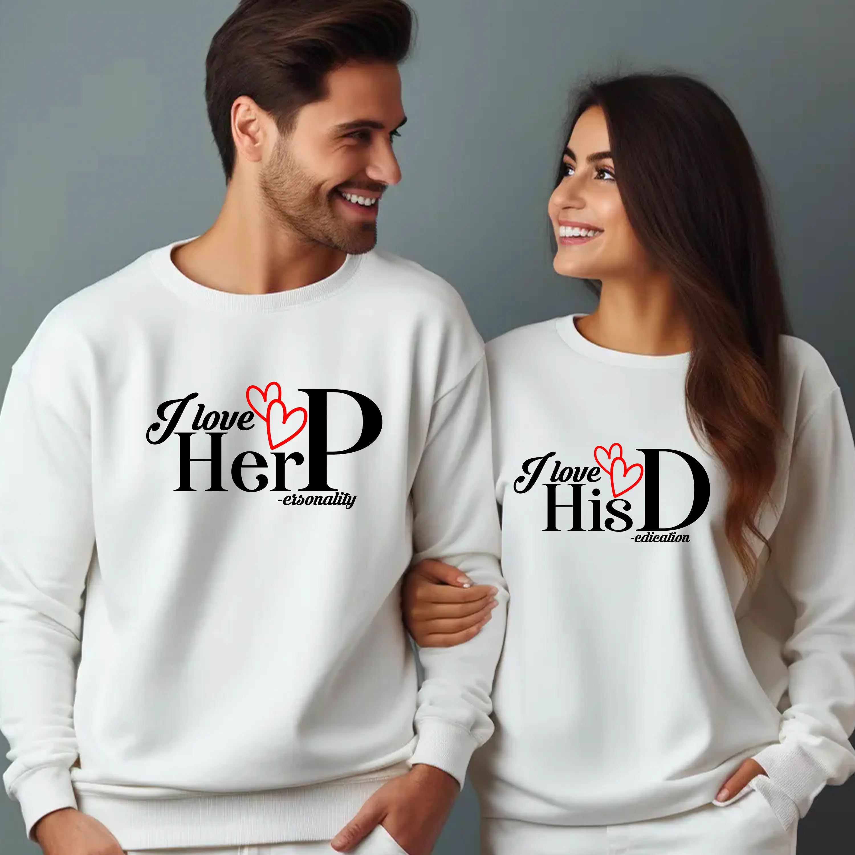 I Love Her Personality Sweatshirt, I Love His Dedication Sweater, Valentines Day Sweater, Funny Couples Hoodie, Couples Matching Sweaters, Wedding Gift Shirt, Anniversary Gift for Husband Wife