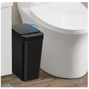 Bathroom Trash can,Smart Touchless Trash Can,Automatic Motion Sensor Compost Bin with Lid,2.4 Gallon Plastic PP Rubbish Can, Kitchen, Bathroom, Office, Bedroom Trash can (Black)