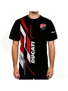3D printed short sleeved top T-shirt for men, casual short sleeved streetwear, popular fashion, outdoor racing suit, Ducati Panigal, top motorcycle, breathable, sweat absorbing, quick drying