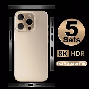 5sets Side Hydrogel Film for iPhone 17/17E/16E/16/15/14/13/12/11/17 Pro Max/16 Pro Max/17 Pro/15 Pro/Plus HD Clear Anti-scratch Frame Protective Border Frame Screen Protector