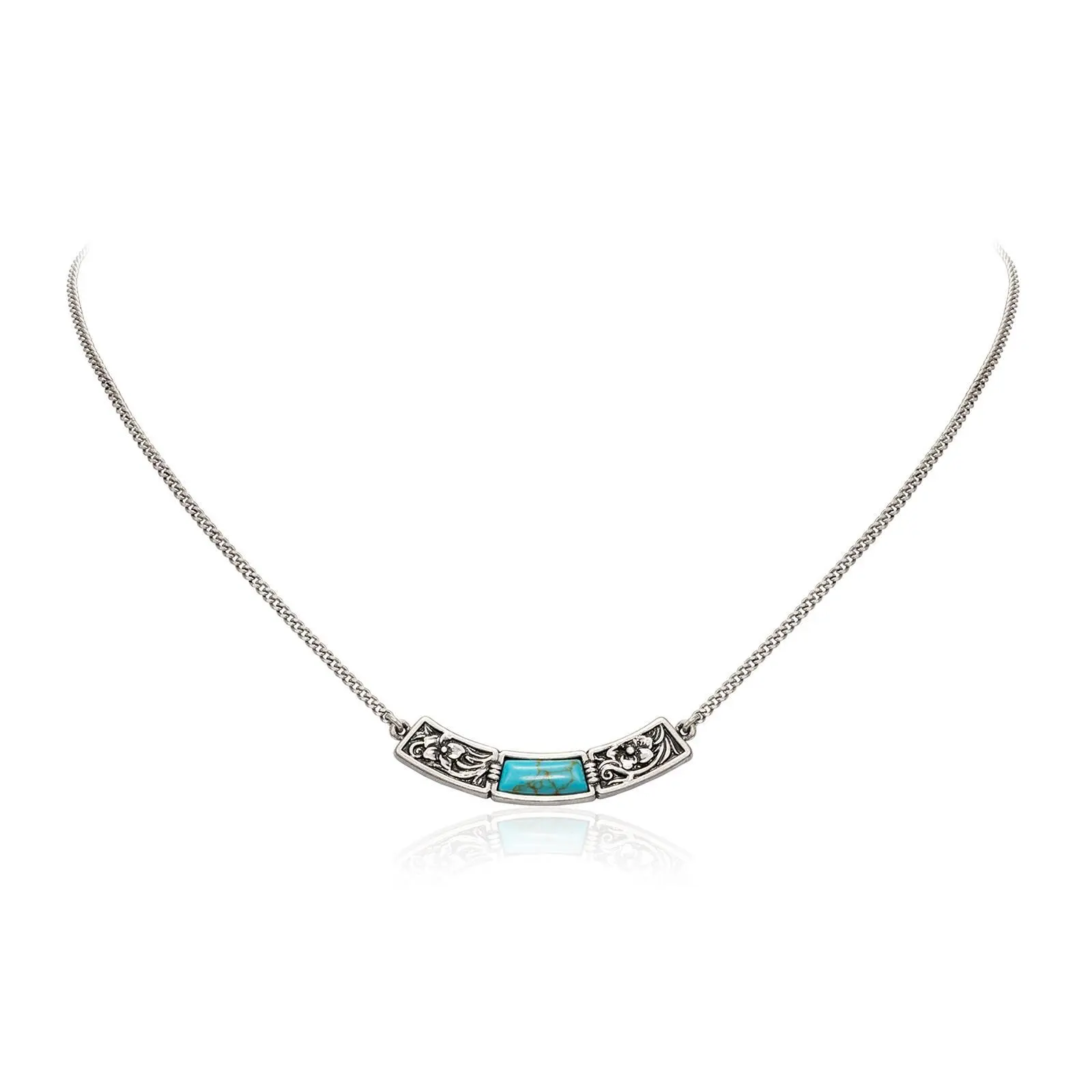 Wrangler Western Pendant Necklace for Women 14K Gold Statement Carvings Turquoise Cowgirl Vintage Jewelry Hypoallergenic Stainless Steel & Copper Adjustable Lobster Clasp