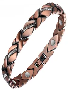 Ladies pure copper bracelet, ladies magnetic bracelet, crystal Valentine's Day jewelry gift, with size measuring tool, Adjustable bracelet