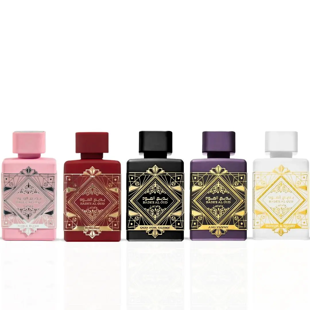 Lattafa Badee Al Oud Collection, 5-Piece Unisex Fragrance Gift Bundle, Luxurious Aromatic Arabian Oud EDP Sprays, 0.16 oz Travel Size, Fragrance Sets, Spicy, Elegant Alluring Fragrance, Mini Gift Sets