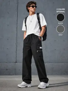 2026 915 Men's Fall Winter Work Pants, Multi-Pocket Solid Color, Loose-Fit Casual Outdoor Comfort, Quick-Dry Sporty Wide Leg Straight Leg Pants