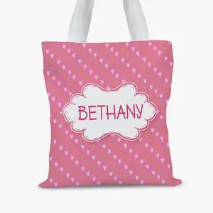 Flash Sale - Pink Hearts Personalized Kids Tote Bag