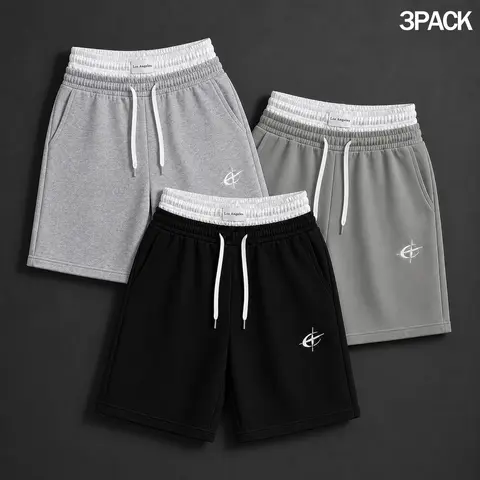 Men's 2-3 Pack Graphic Above-the-Knee Shorts - Double Waist Fit, Loose Pull-On Drawstring, Active Athletic Streetwear for Gym Training, Hiking, Party